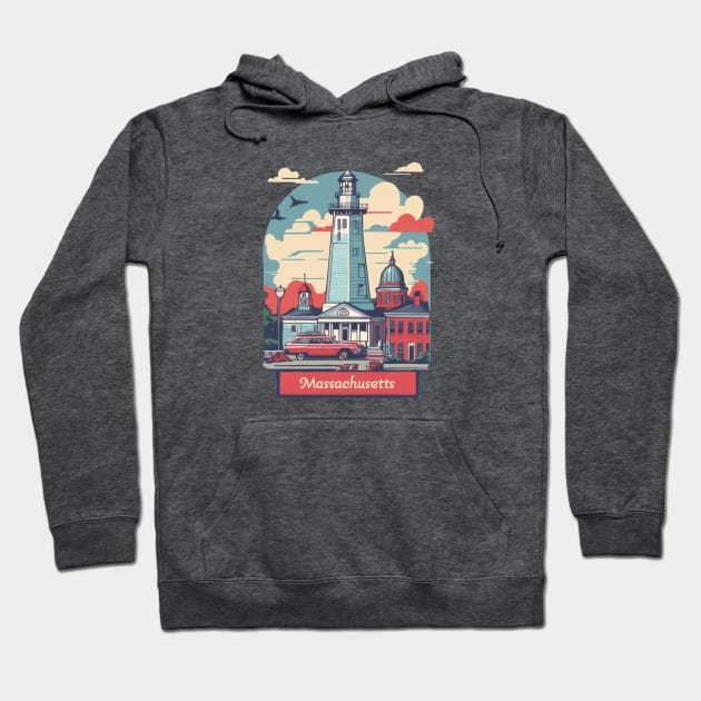 Massachusetts Vintage Design Hoodie by huefinder